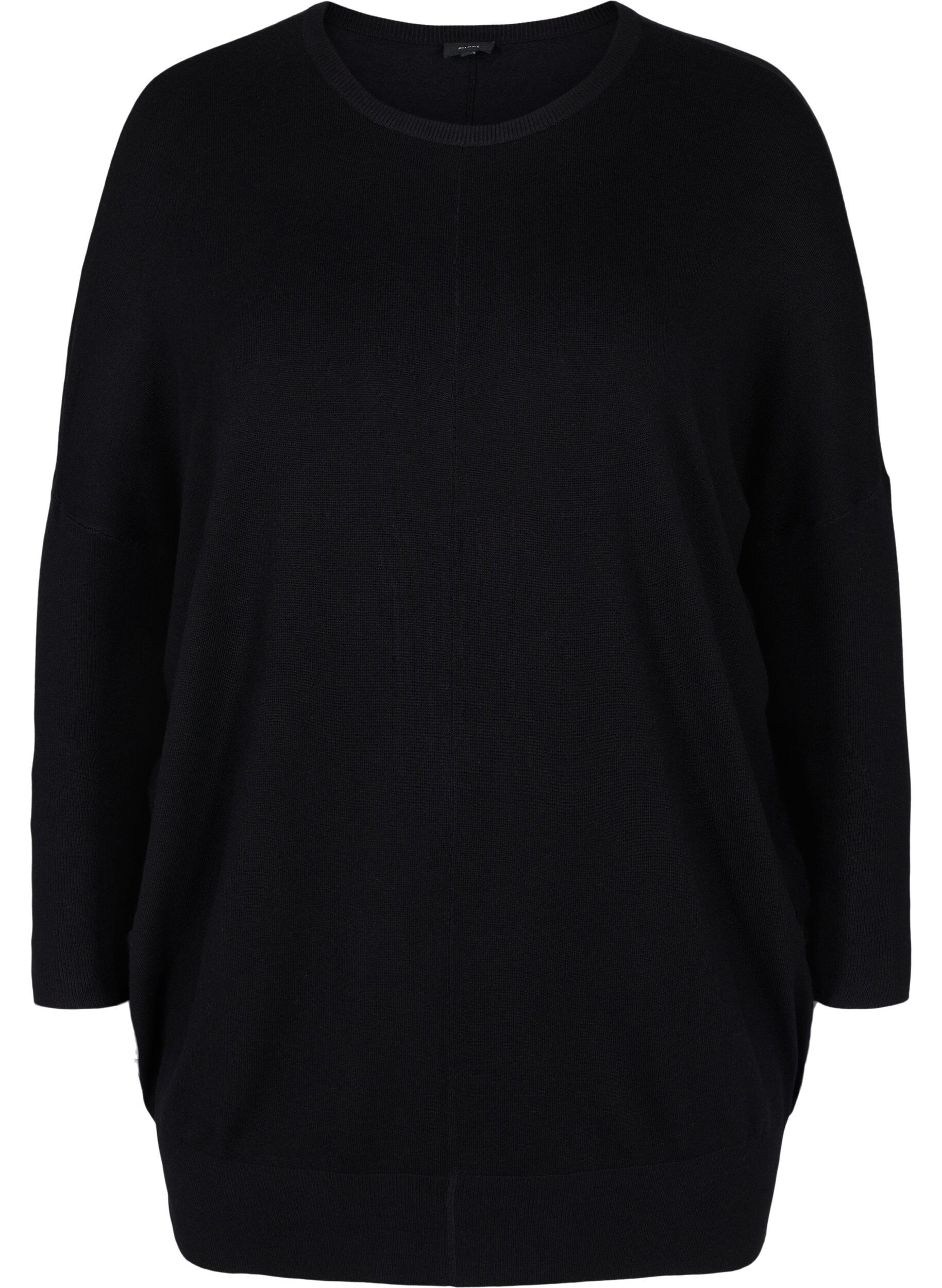 ZizziGebreide tuniek in viscosemix, Black, Packshot image number 0