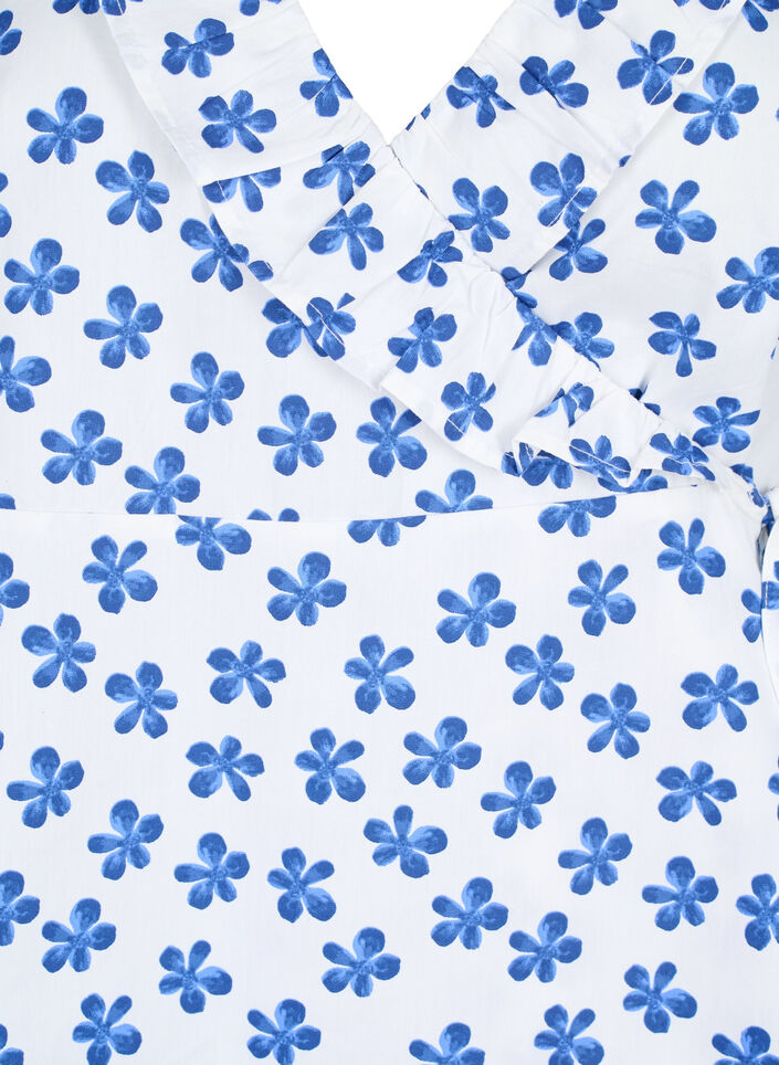 Katoenen wikkelblouse met bloemenprint, B.White/Small Flower, Packshot image number 2