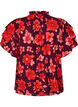 Floral viscose blouse met ruches mouwen, Paars, Packshot image number 1