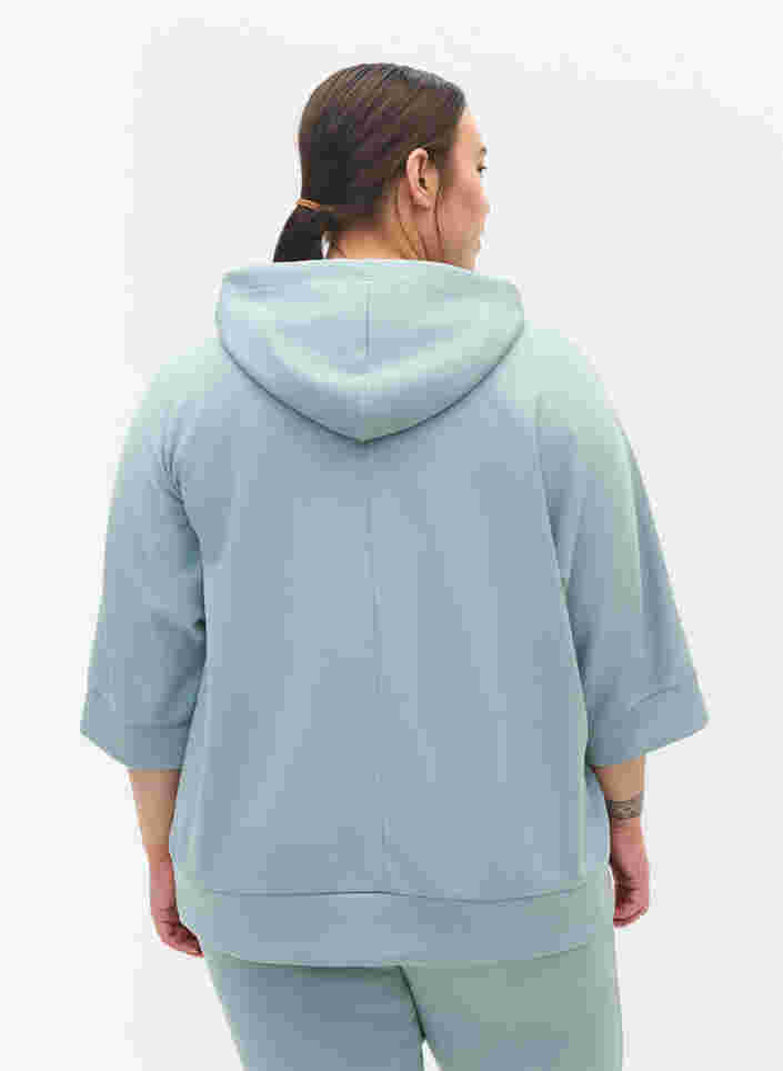 Sweatshirt met capuchon en 3/4 mouwen, Slate, Model