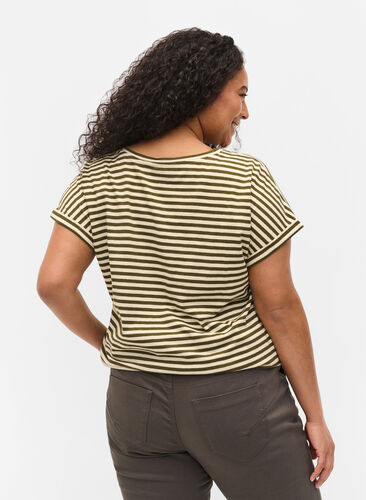 T-shirt rayé en coton, Ivy Green Y/D, Model image number 1