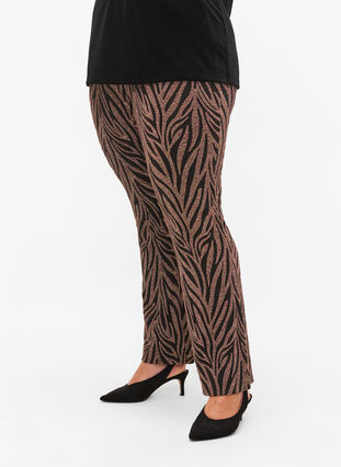 Pantalon à motifs avec paillettes, Black Lurex AOP, Model image number 2