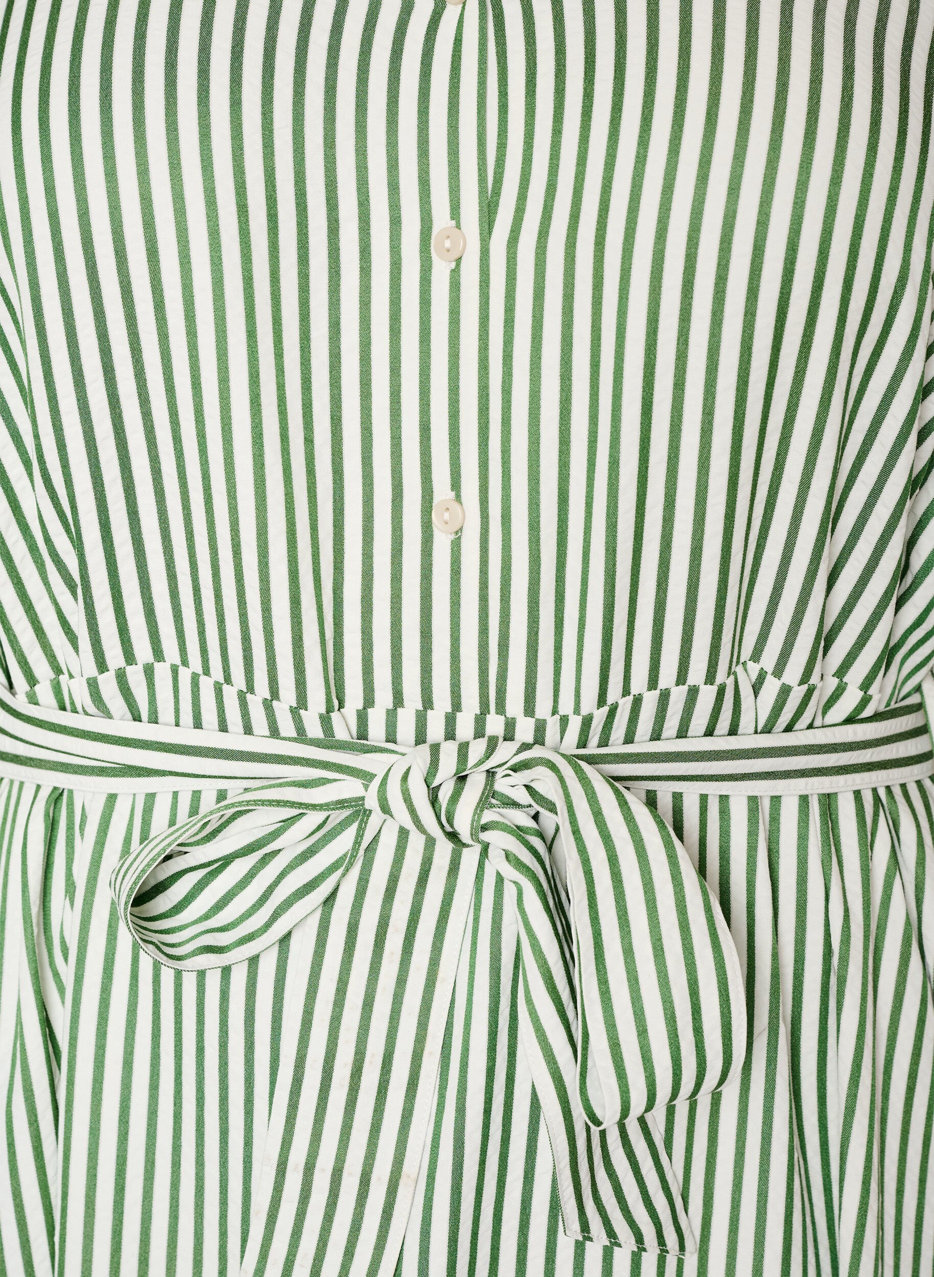 ZizziEnkellange overhemdjurk met strikceintuur en strepen, Groen, Packshot image number 2