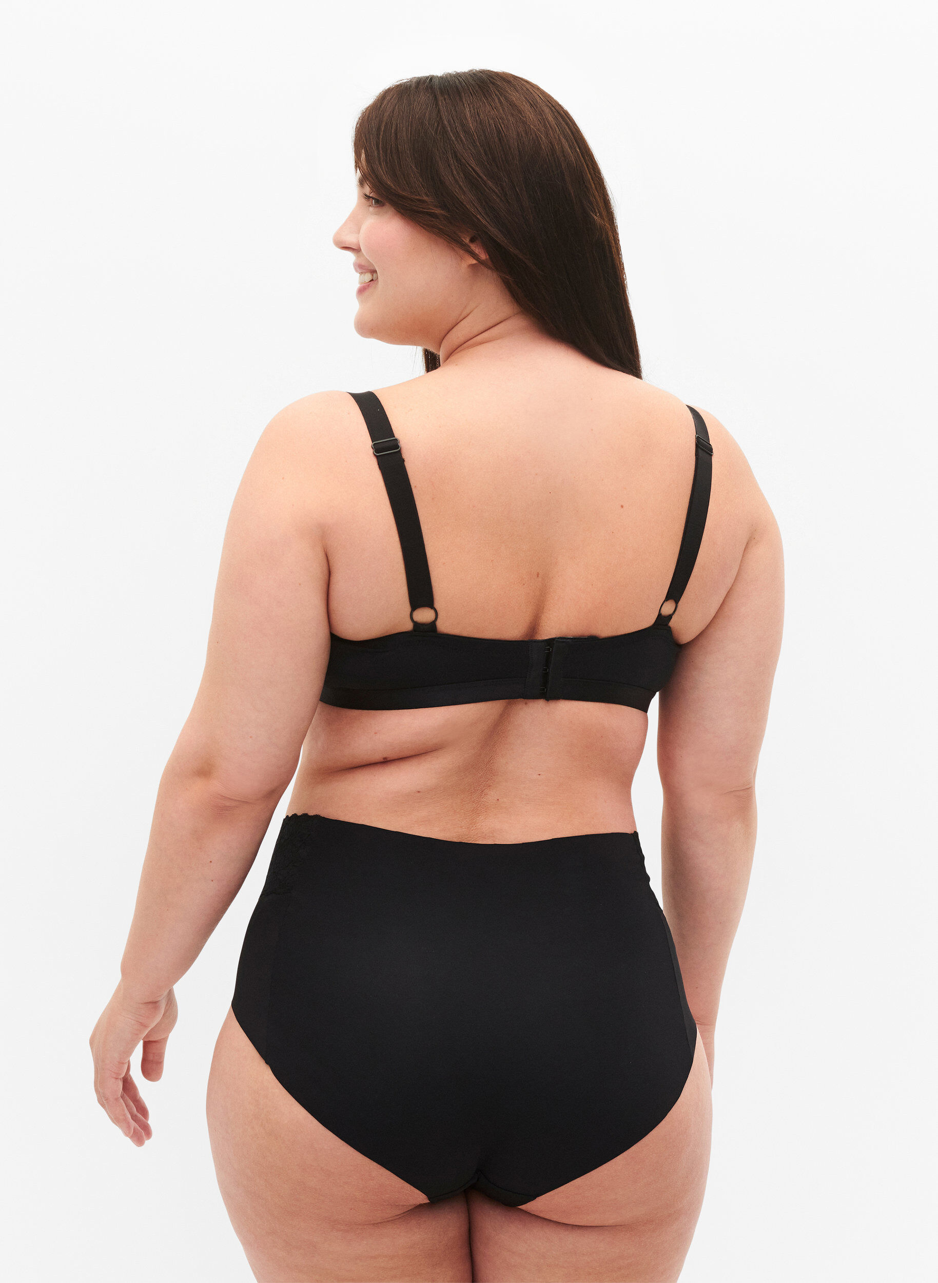 Zizzi 2-pack de culottes avec dentelle et taille r&eacute;guli&egrave;re, Black, Model image number 1