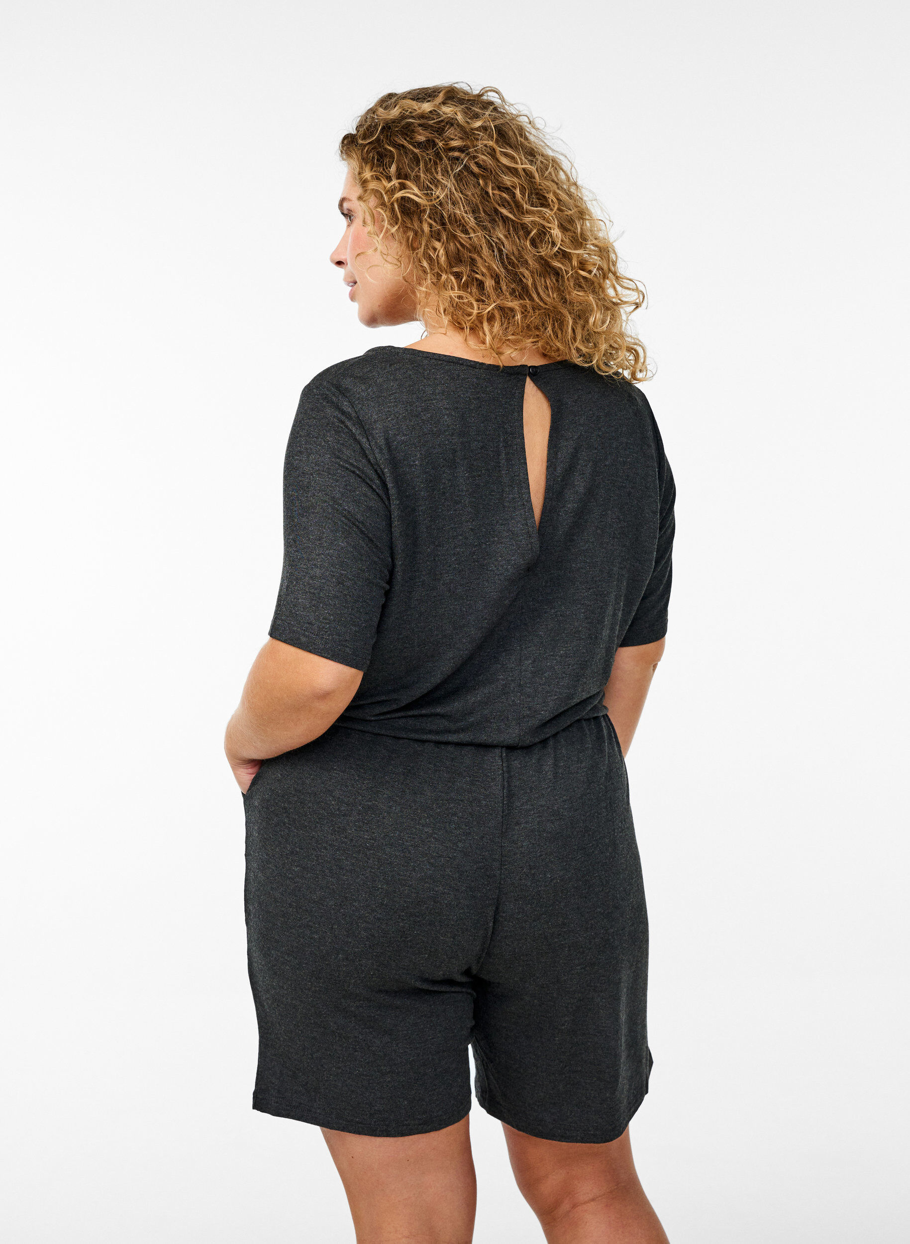 ZizziJumpsuit met korte pijpen, Grijs, Model image number 2