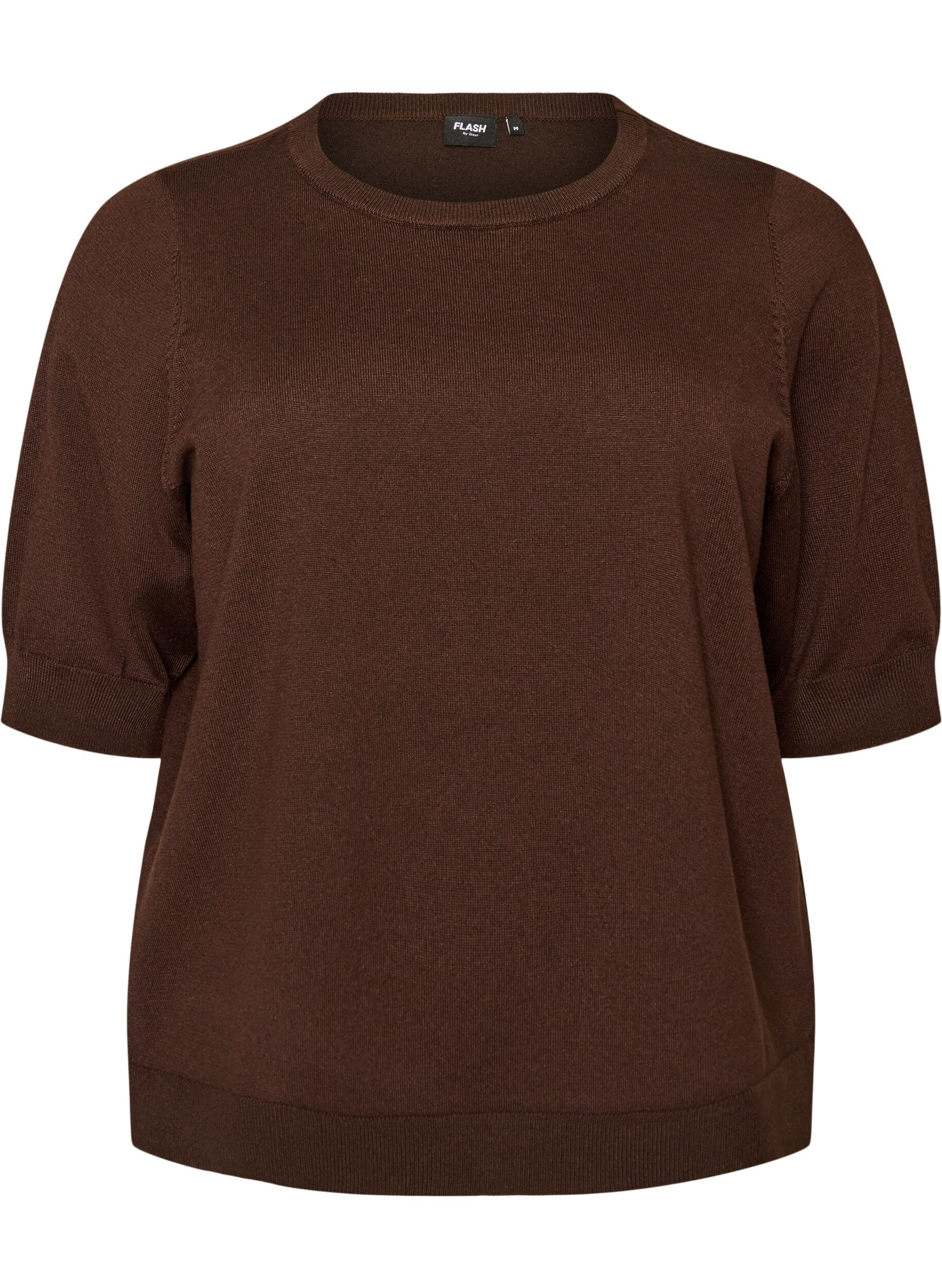 ZizziBlouse en fine maille &agrave; manches courtes, Marron, Packshot image number 0