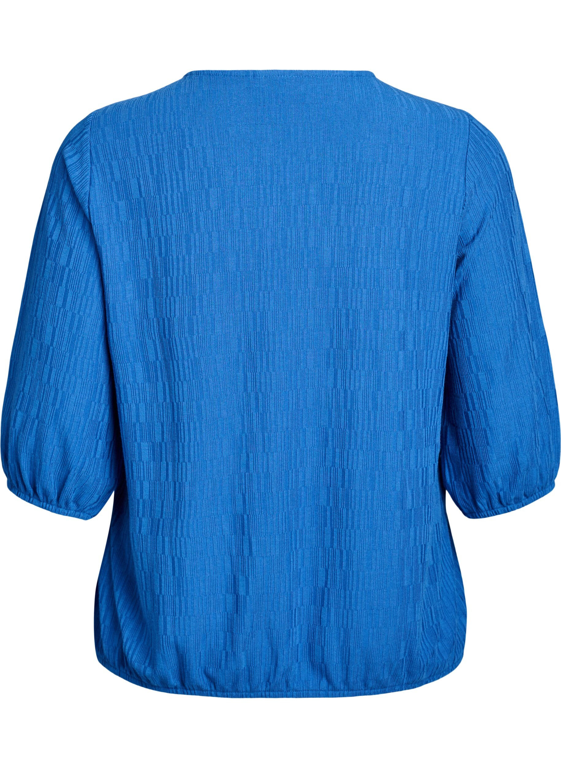 ZizziBlouse met textuur en 3/4 mouwen, Blauw, Packshot image number 1