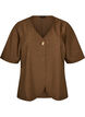 Blouse met glitter en V-hals, Bruin, Packshot image number 0
