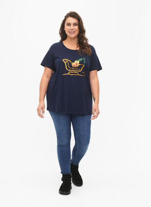 T-shirt de Noël à paillettes, Navy Blazer SLATE, Model image number 2