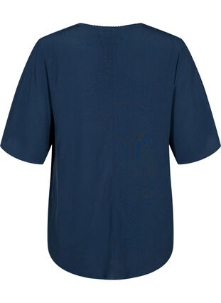 Viscose blouse met 1/2 mouwen en borduurwerk detail, Total Eclipse, Packshot image number 1