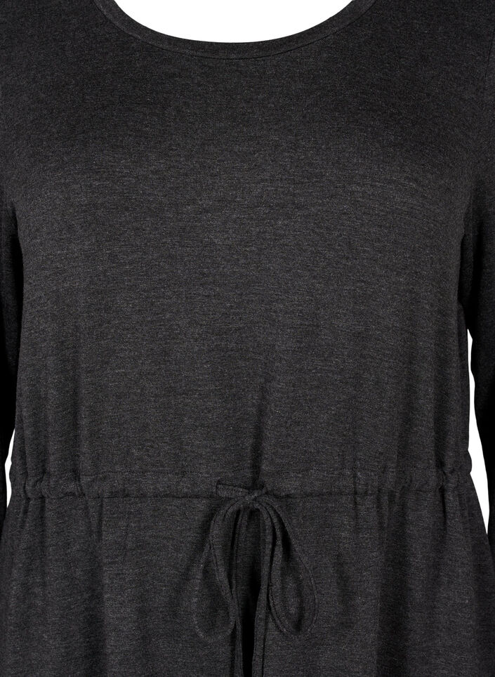 Knielange jersey jurk met bandjes, Dark Grey Melange, Packshot image number 2