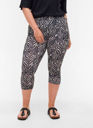 3/4 legging met print, Black Zebra AOP, Model image number 2