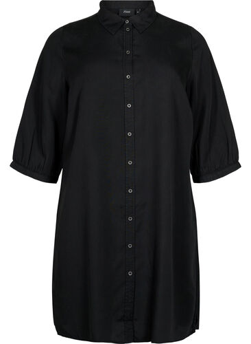 Lang overhemd met 3/4-mouwen van lyocell (TENCEL™), Black, Packshot image number 0