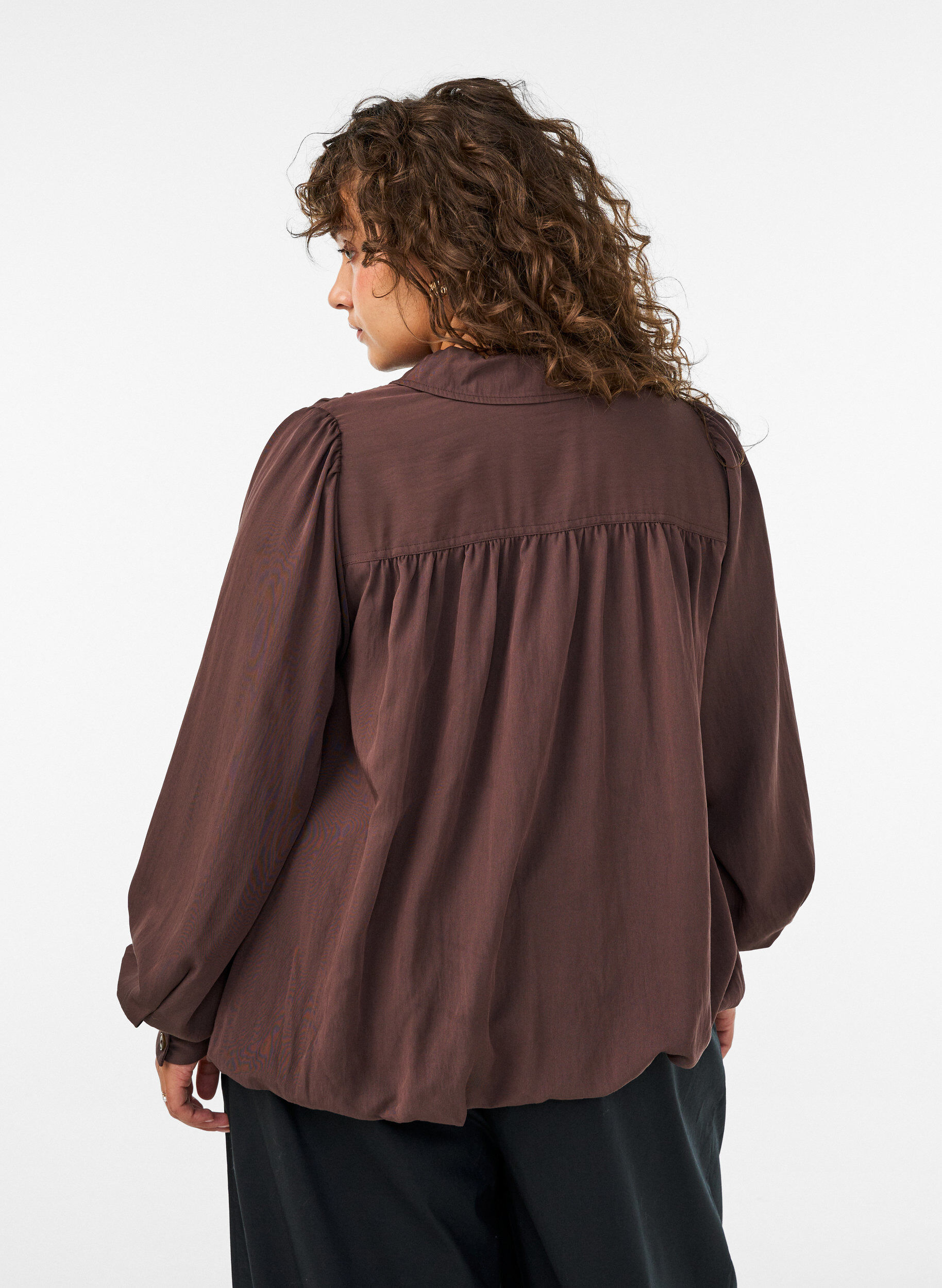 ZizziChemise coupe ballon avec fermeture zipp&eacute;e invisible, Marron, Model image number 2