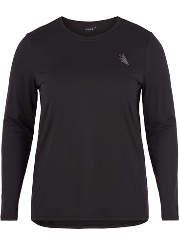 T-shirt fitness à manches longues, Black, Packshot image number 0