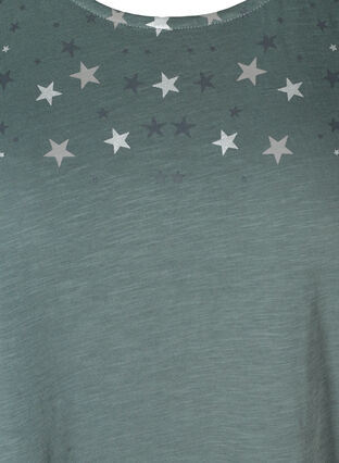 Haut en coton à manches courtes avec étoiles, Balsam Green STARS, Packshot image number 2