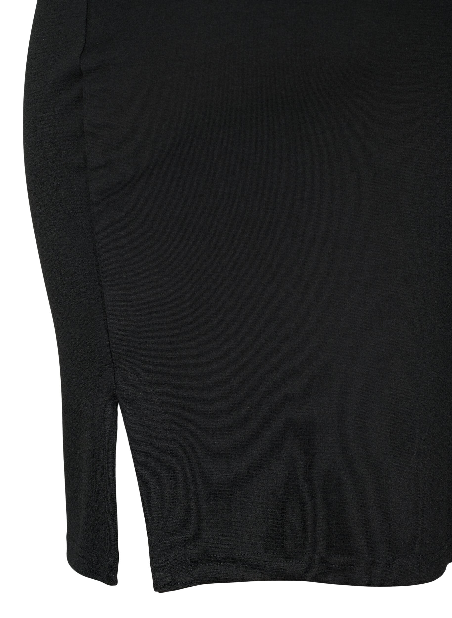 ZizziNauwsluitende rok van viscose met split, Black, Packshot image number 3