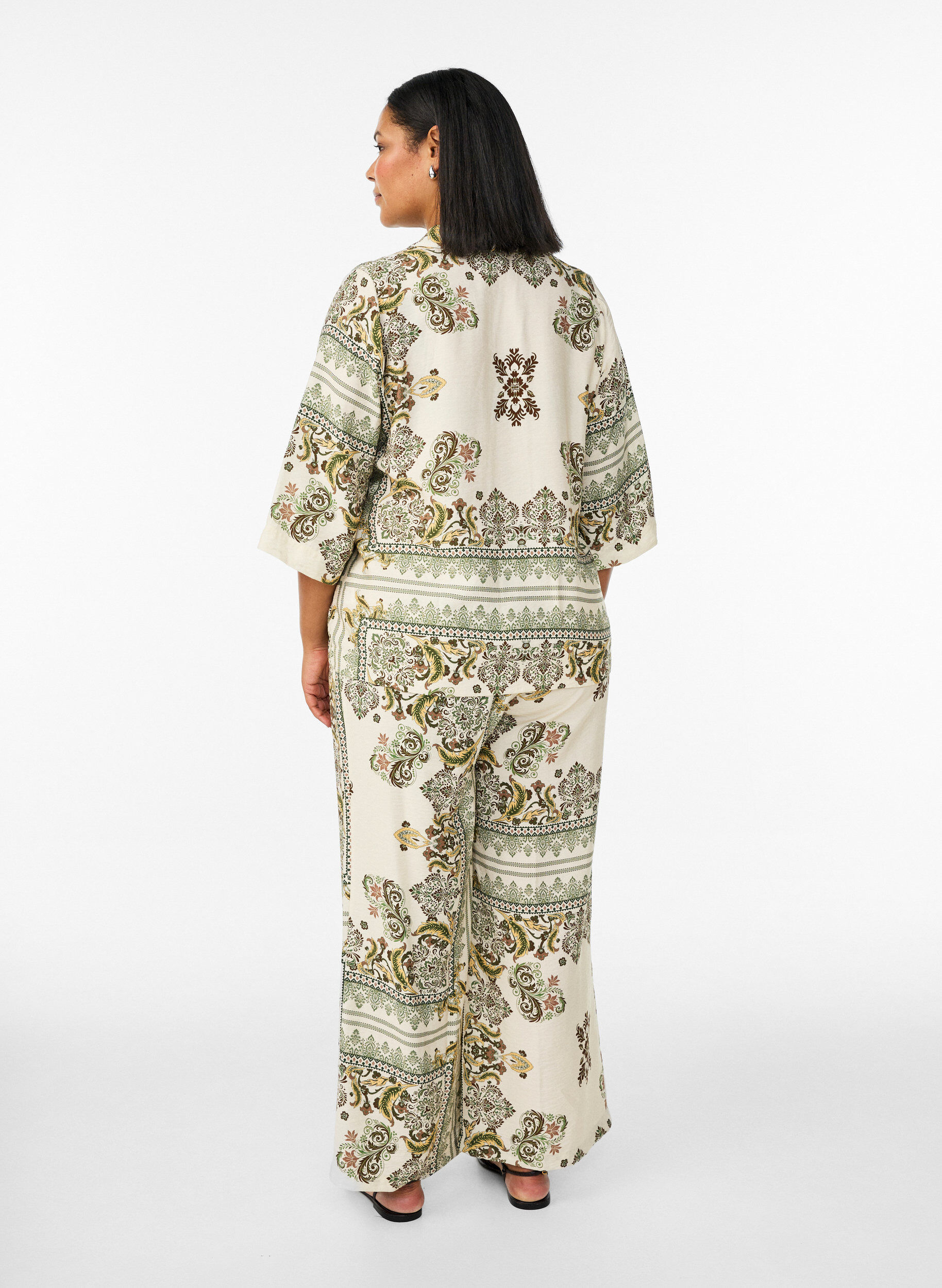 ZizziPatternbroek met wijde pijpen, Groen, Model image number 2