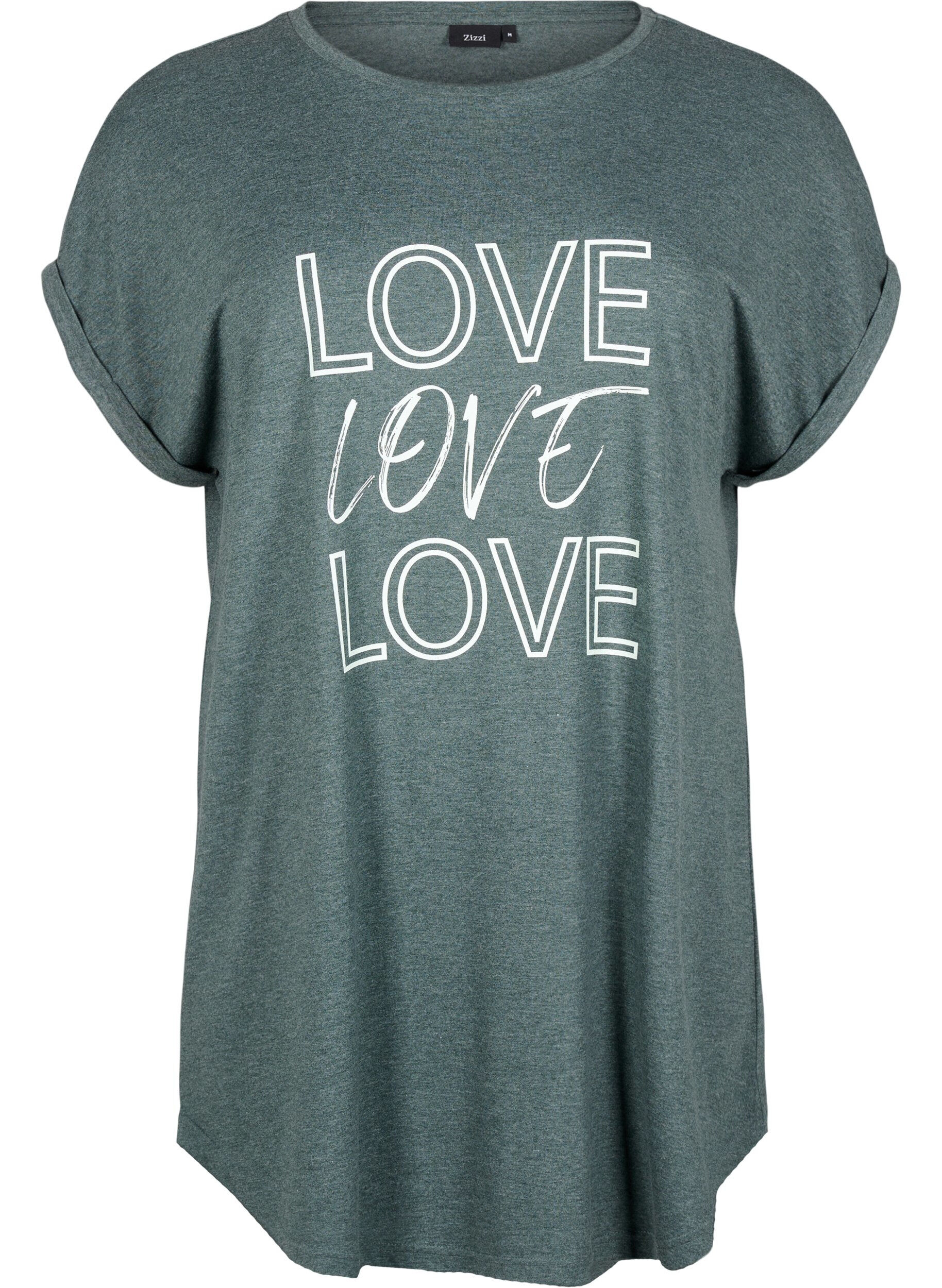 Zizzi Chemise de nuit &agrave; manches courtes avec imprim&eacute; de texte, , Packshot image number 0