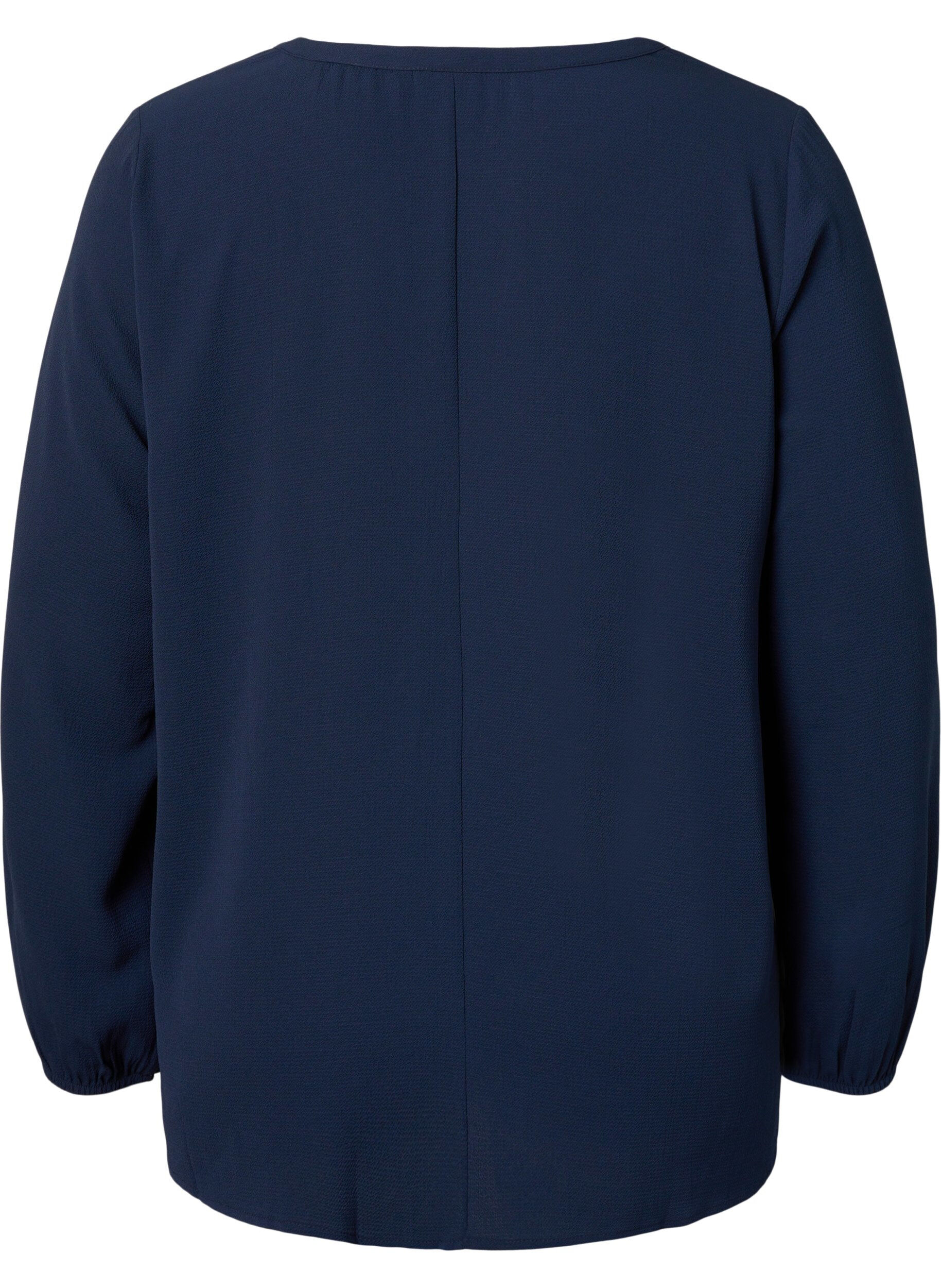 ZizziEffen blouse met v-hals, Navy Blazer, Packshot image number 1