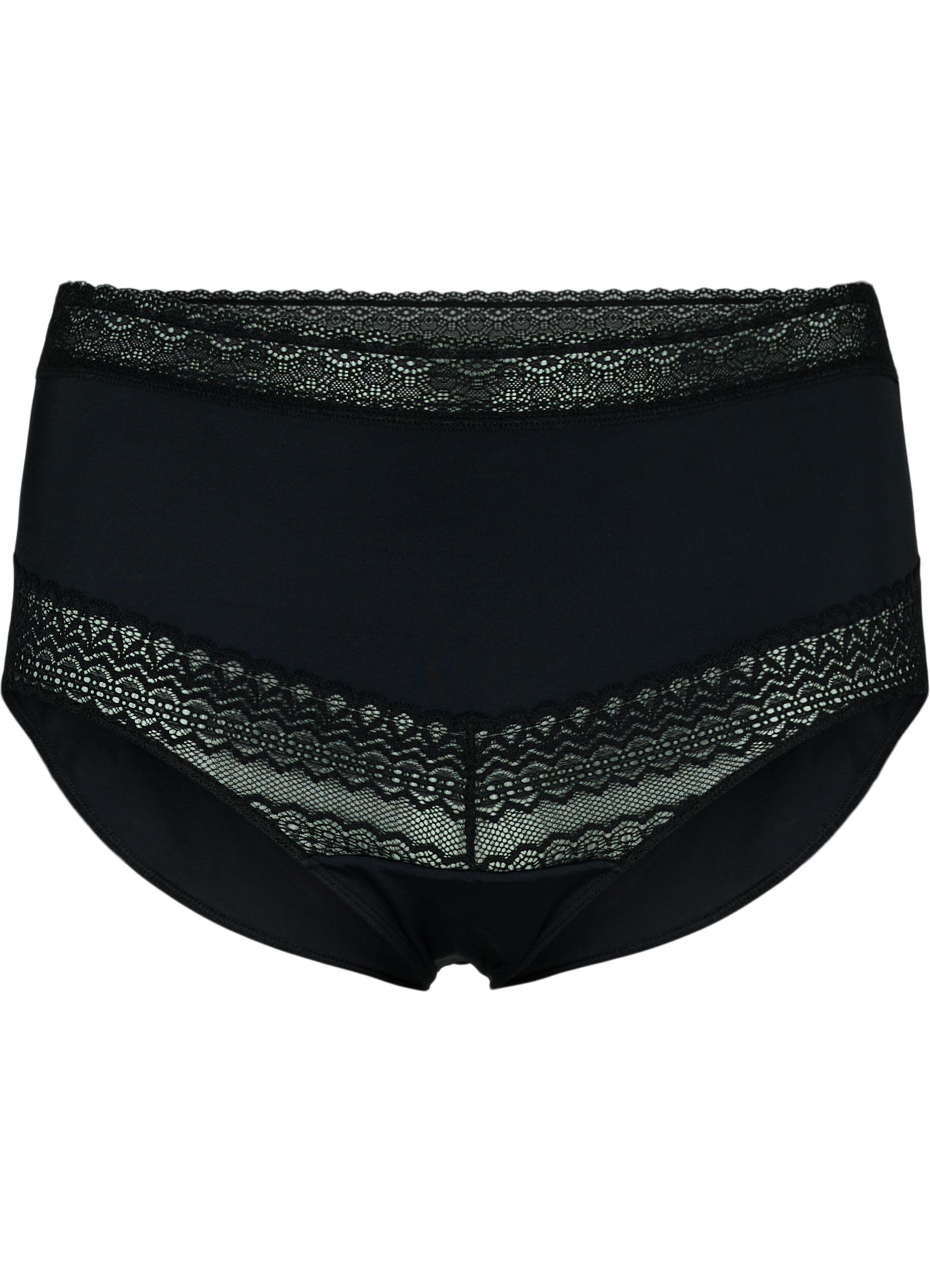 Zizzi Culotte taille haute &agrave; d&eacute;tails en dentelle, Black, Packshot image number 0