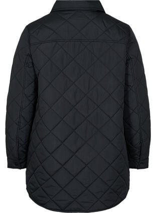 Kort gewatteerd jasje met kraag, Black, Packshot image number 1