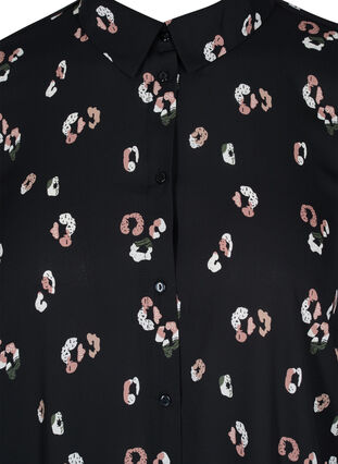 Robe chemise imprimée avec fente, Black w. Flower, Packshot image number 2