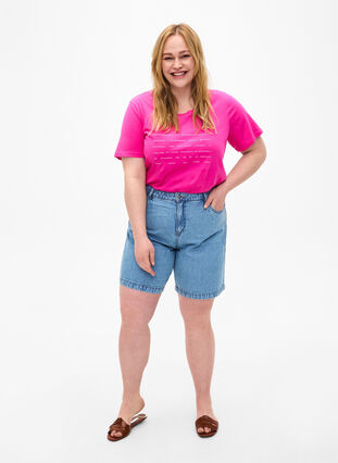 T-shirt avec motif de texte, Shocking Pink W.Pink, Model image number 2