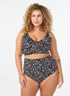 Culotte de bikini taille très haute à imprimé floral, Marron, Model image number 0
