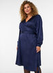 Korte satijnen jurk met wikkeldesign, Blauw, Model image number 0