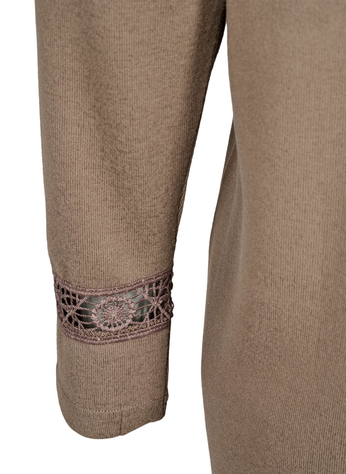 Chemisier orné de broderies et à manches longues, Marron, Packshot image number 3