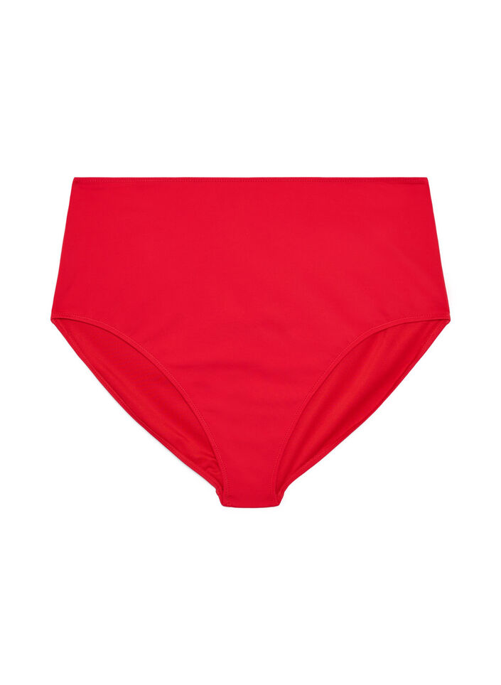 Solidkleurige high-waist bikinibroekje, Rood, Packshot image number 0