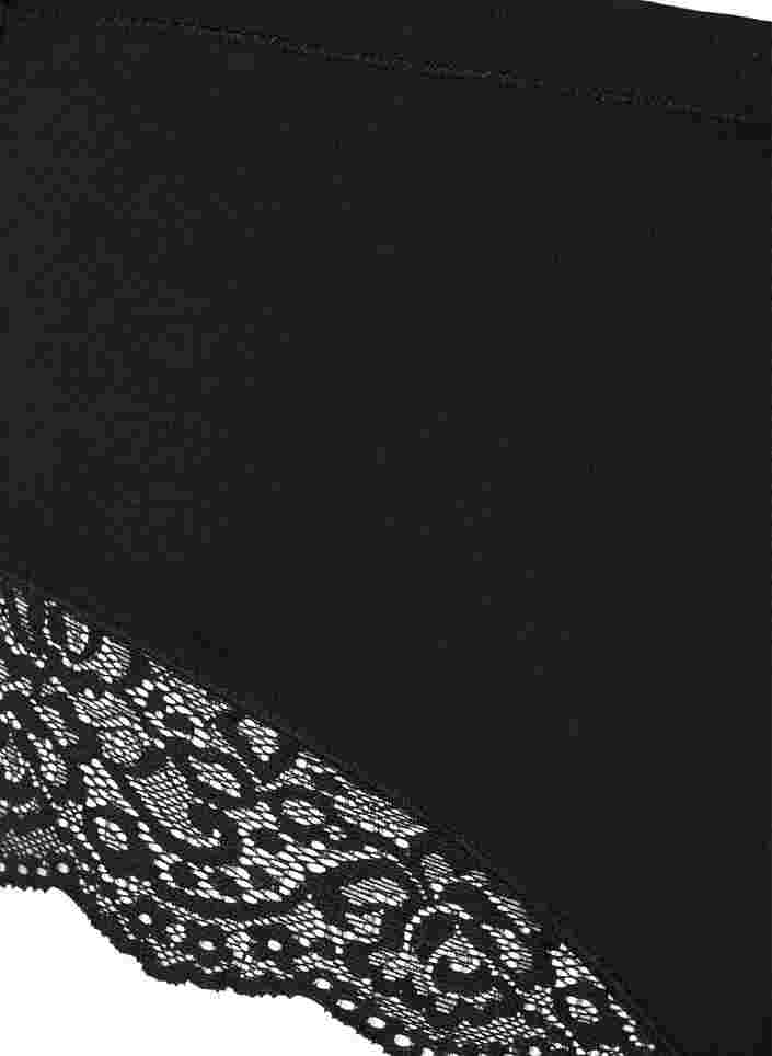 Culotte gainante légère avec bord en dentelle, Black, Packshot image number 2