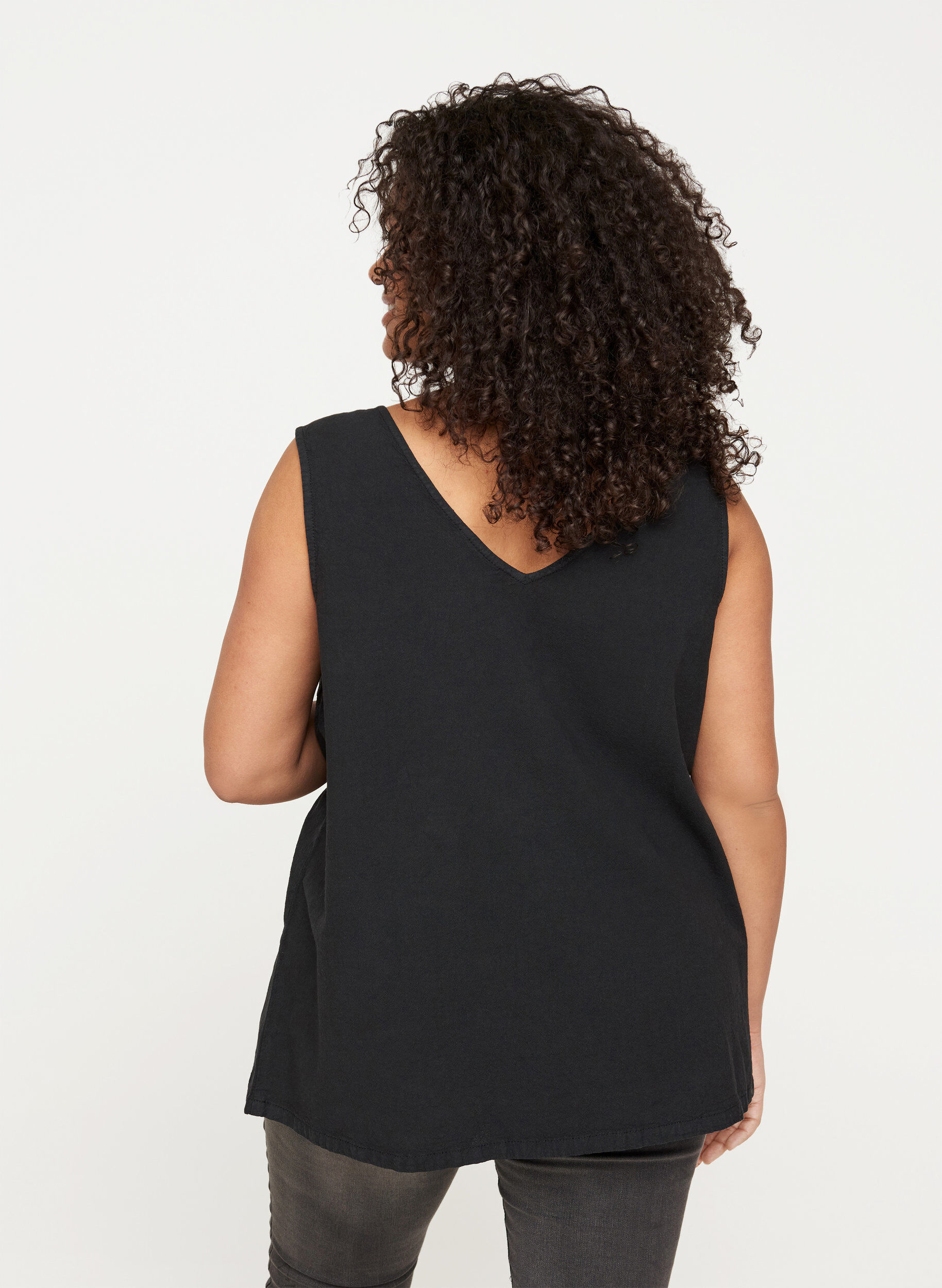 Zizzi Haut sans manches en coton, Black, Model image number 1