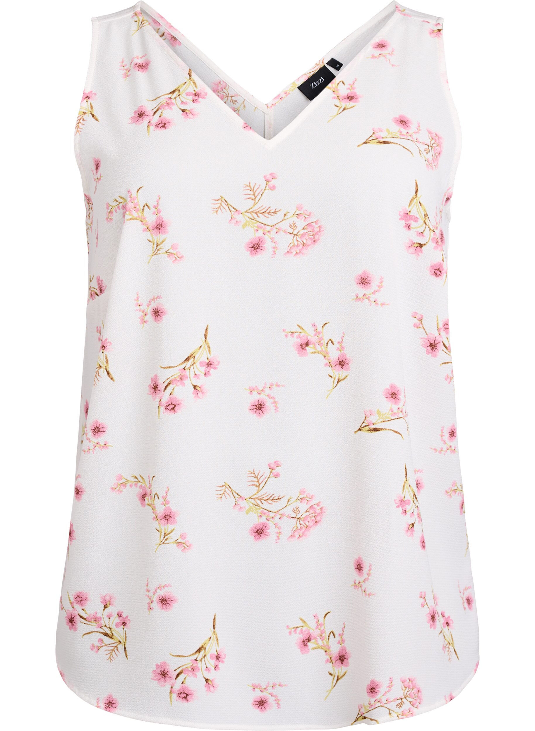 ZizziTop met print en V-hals, Wit, Packshot image number 0