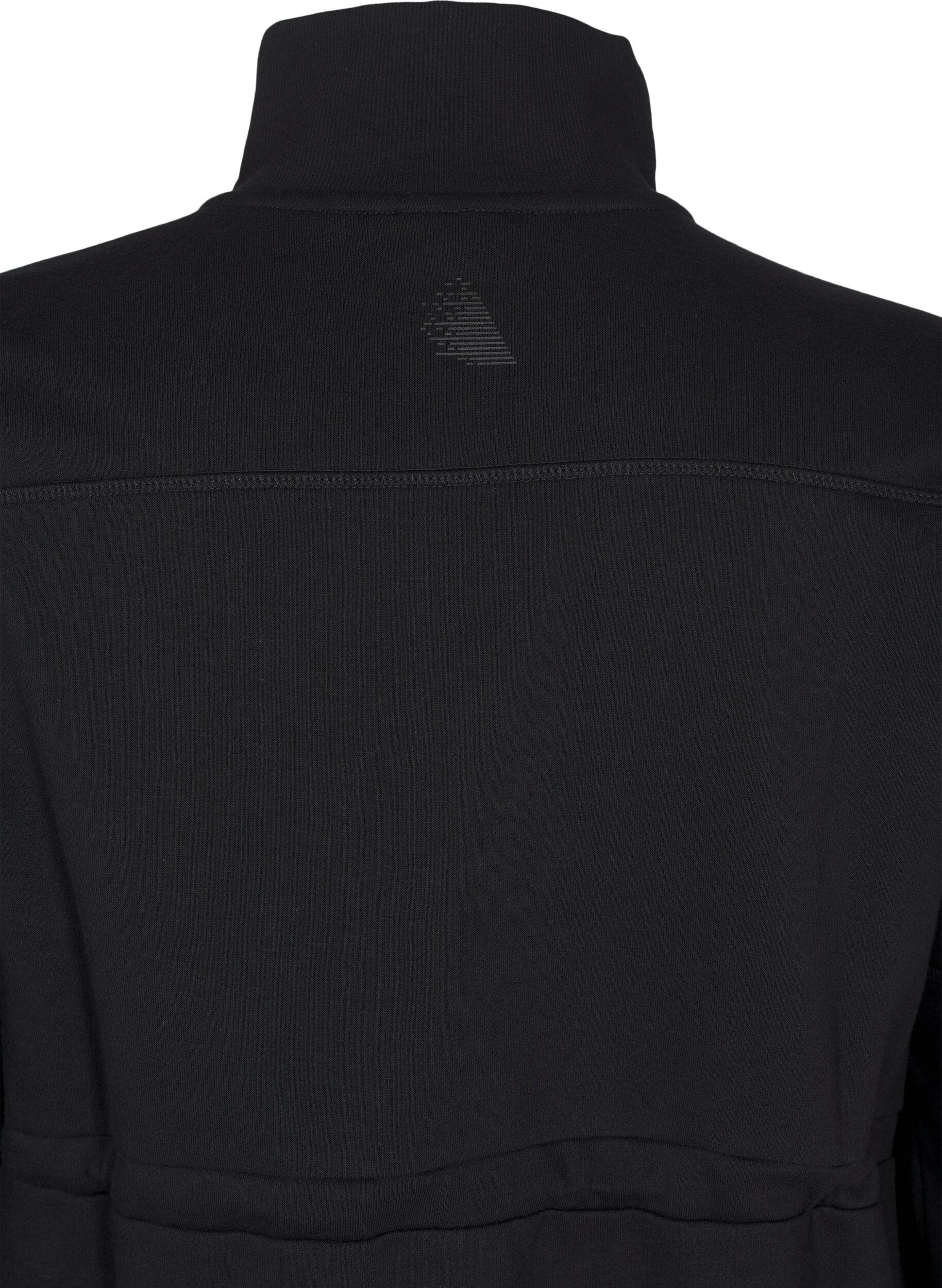 Zizzi Sweat-shirt court avec un col haut et une taille ajustable, Black, Packshot image number 3