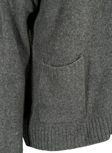 Cardigan en tricot avec fermeture éclair et poches, Dark Grey Melange, Packshot image number 3