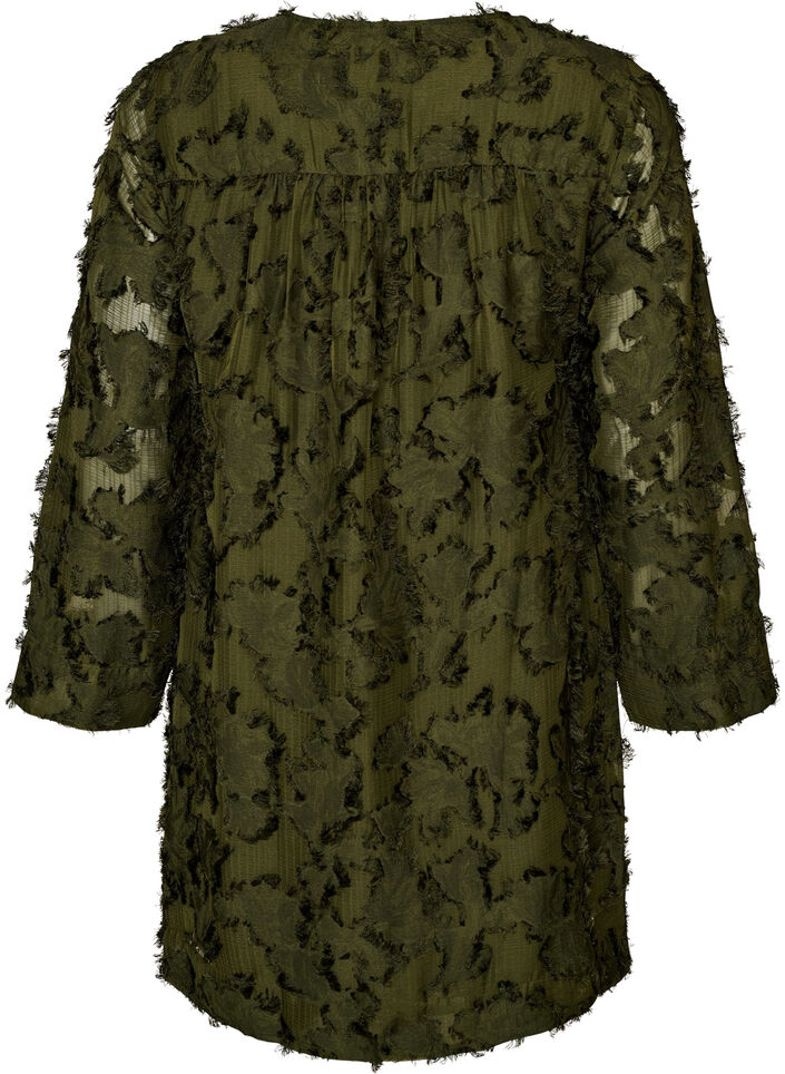 Robe textur&eacute;e &agrave; fils frang&eacute;s, Vert fonc&eacute;, Packshot image number 1