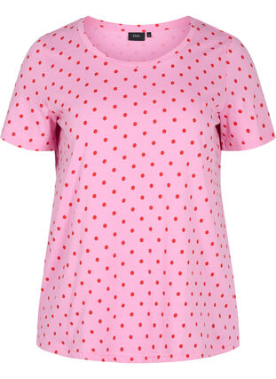 T-shirt en coton à pois, Prism Pink W. Dot, Packshot image number 0
