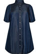 Robe en jean en lyocell avec boutons et manches courtes, Bleu, Packshot image number 0