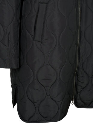 Veste longue matelassée avec poches et fermeture éclair, Black, Packshot image number 3
