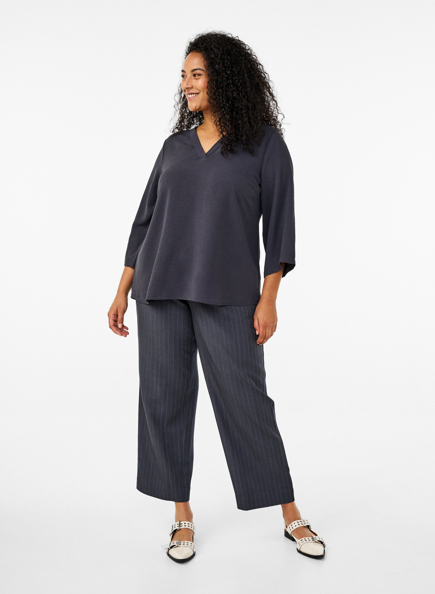 ZizziFLASH - Blouse met 3/4 mouwen, Grijs, Model image number 1