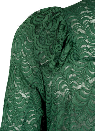 Robe chemise en dentelle avec froufrous, Hunter Green, Packshot image number 3