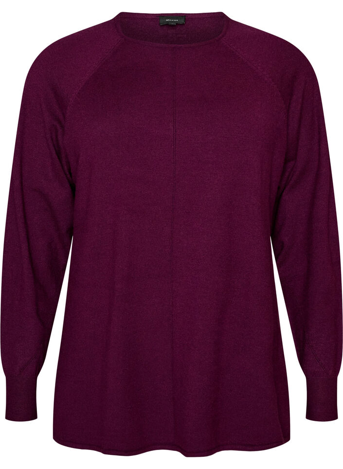 Chemisier en tricot avec col rond et motif tricot, Bordeaux, Packshot image number 0