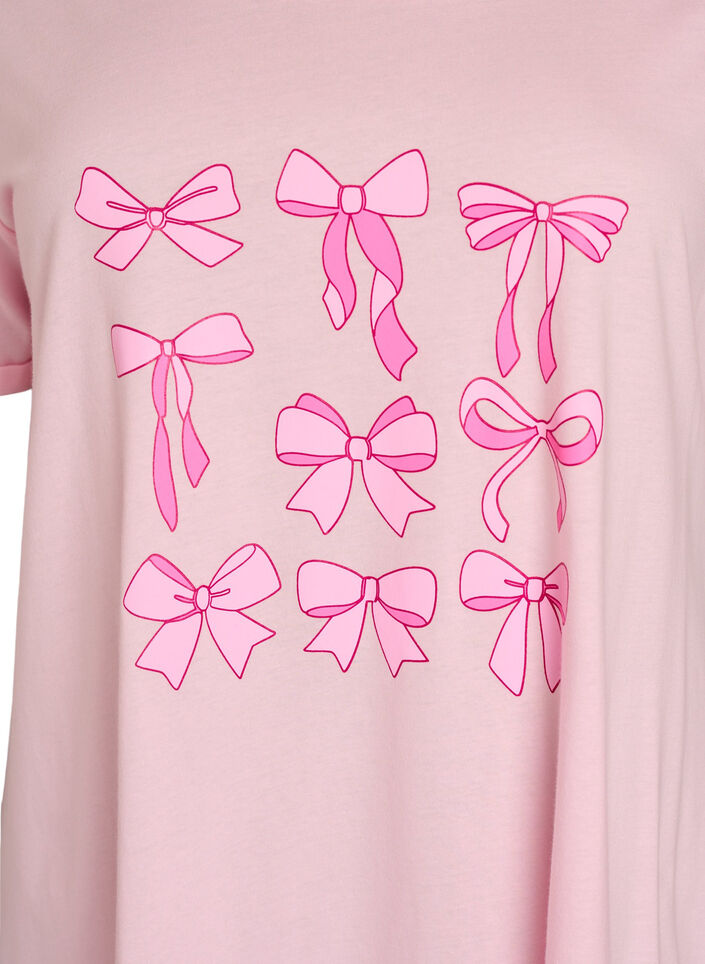 Nachtjapon met korte mouwen van biologisch katoen, Roze, Packshot image number 2
