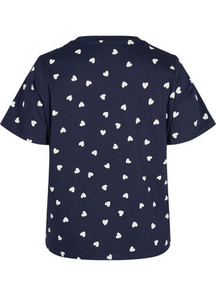 Pyjama T-shirt in katoen met korte mouwen, Navy Blazer AOP, Packshot image number 1