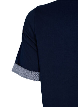 Sweaterjurk met korte mouwen en splitjes, Navy Blazer, Packshot image number 3
