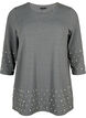 Blouse avec perles et manches 3/4, Dark Grey Melange, Packshot image number 0
