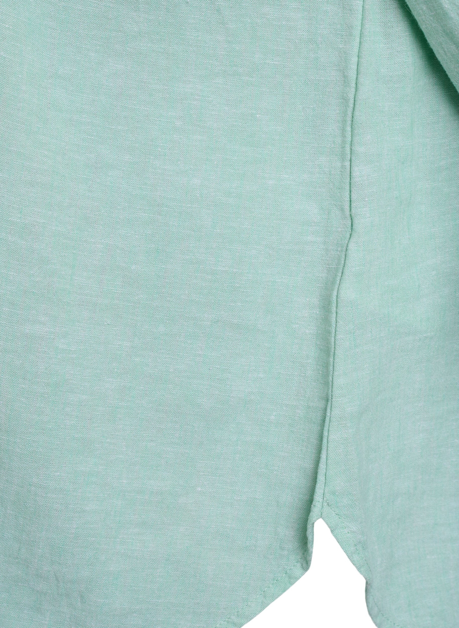 Zizzi Chemise en lin et viscose avec manches 3/4, Vert clair, Packshot image number 3