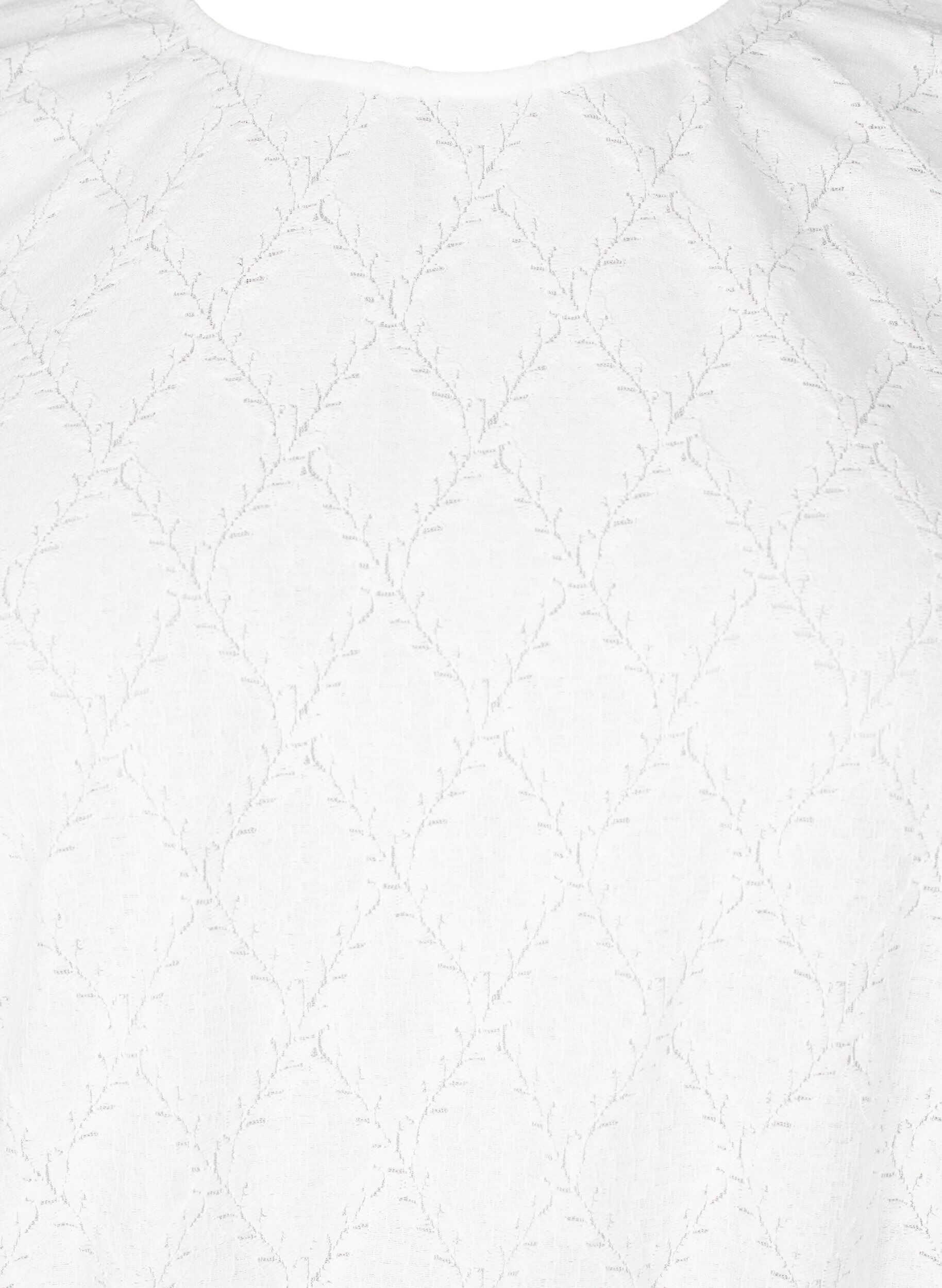 ZizziBlouse met korte mouwen en gestructureerd patroon, Bright White, Packshot image number 2